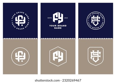 Monogram collection letter FY or YF with interlock, modern style, badge design for brand, clothing, apparel, streetwear, baseball, basketball, football and etc