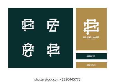 Monogram collection letter FZ or ZF with interlock style good for brand, clothing, apparel, streetwear, baseball, basketball, football and etc