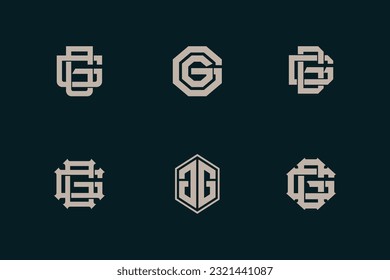 Monogram collection letter G or GG with interlock, modern style good for brand, clothing, apparel, streetwear, baseball, basketball, football and etc