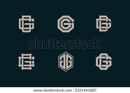 Monogram collection letter G or GG with interlock, modern style good for brand, clothing, apparel, streetwear, baseball, basketball, football and etc