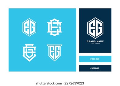 Monogram collection letter EG or GE with interlock, modern style good for brand, clothing, apparel, streetwear, baseball, basketball, football and etc