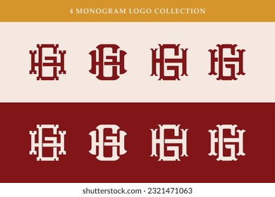 Letra de colección de monograma GH o HG con enclavamiento, vintage, estilo clásico bueno para marca, ropa, ropa, ropa, ropa de calle, béisbol, baloncesto, fútbol, etc