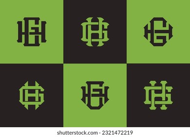 Monogram collection letter GH or HG with interlock style good for brand, clothing, apparel, streetwear, baseball, basketball, football and etc