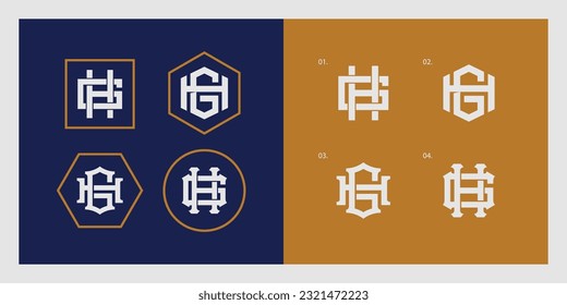 Monogram collection letter GH or HG with interlock style good for brand, clothing, apparel, streetwear, baseball, basketball, football and etc