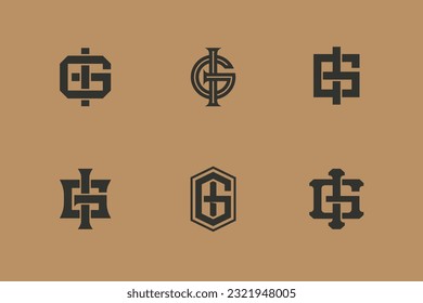 Monogram collection letter GI or IG with interlock style good for brand, clothing, apparel, streetwear, baseball, basketball, football and etc