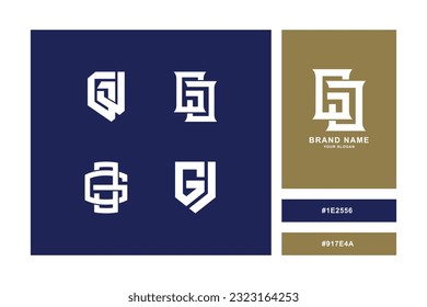 Monogram collection letter GJ or JG with interlock, modern style good for brand, clothing, apparel, streetwear, baseball, basketball, football and etc