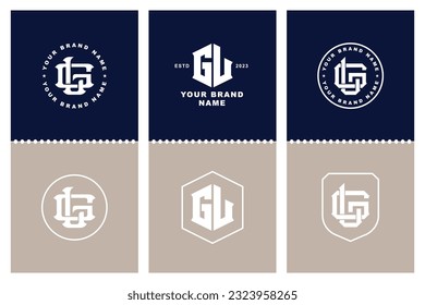 Monogram collection letter GL or LG with interlock, modern style, badge design for brand, clothing, apparel, streetwear, baseball, basketball, football and etc