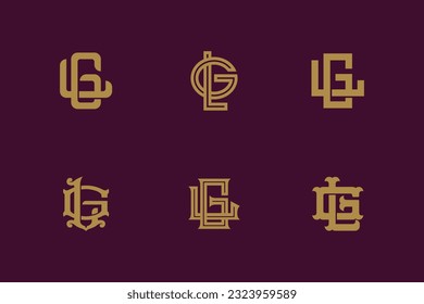 Monogram collection letter GL or LG with interlock style good for brand, clothing, apparel, streetwear, baseball, basketball, football and etc