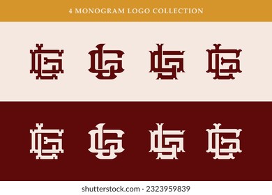 Monogram collection letter GL or LG with interlock, vintage, classic style good for brand, clothing, apparel, streetwear, baseball, basketball, football and etc