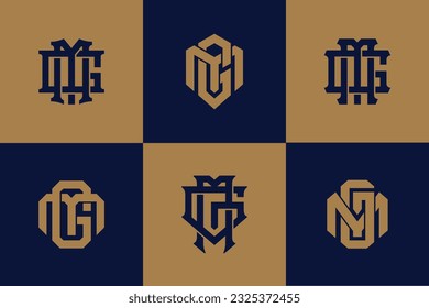 Monogram collection letter GM or MG with interlock style good for brand, clothing, apparel, streetwear, baseball, basketball, football and etc