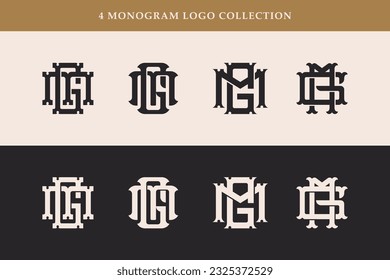 Letra de colección monograma GM o MG con enclavamiento, vintage, estilo clásico bueno para marca, ropa, vestimenta, ropa de calle, béisbol, baloncesto, fútbol, etc