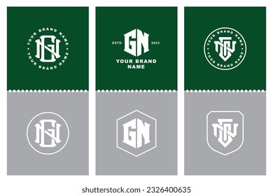 Letra monograma GN o NG con intercalación, estilo moderno, diseño de insignias para marca, ropa, ropa, ropa, ropa de calle, béisbol, baloncesto, fútbol, etc