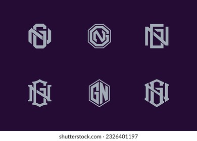 Letra monograma GN o NG con enclavamiento, estilo moderno bueno para marca, ropa, ropa, ropa, ropa de calle, béisbol, baloncesto, fútbol, etc