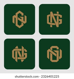 Monogram collection letter GN or NG with interlock style good for brand, clothing, apparel, streetwear, baseball, basketball, football and etc