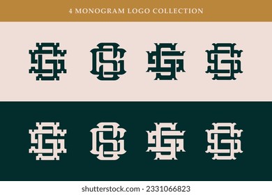 Carta de colección de monograma GS o SG con enclavamiento, vintage, estilo clásico bueno para marca, ropa, ropa, ropa, ropa de calle, béisbol, baloncesto, fútbol, etc
