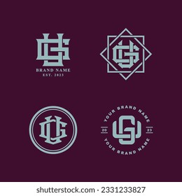 Letra de colección monograma GU o UG con estilo de enclavamiento bueno para marca, ropa, ropa, ropa de calle, béisbol, baloncesto, fútbol, etc
