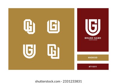 Monogram collection letter GU or UG with interlock, modern style good for brand, clothing, apparel, streetwear, baseball, basketball, football and etc