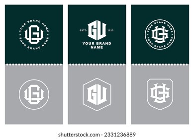 Monogram collection letter GU or UG with interlock, modern style, badge design for brand, clothing, apparel, streetwear, baseball, basketball, football and etc