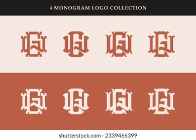 Monogram collection letter GW or WG with interlock, vintage, classic style good for brand, clothing, apparel, streetwear, baseball, basketball, football and etc