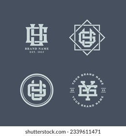 Monogram collection letter GY or YG with interlock style good for brand, clothing, apparel, streetwear, baseball, basketball, football and etc
