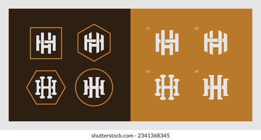 Letra de colección monograma H o HH con estilo de enclavamiento bueno para marca, ropa, ropa, ropa de calle, béisbol, baloncesto, fútbol, etc