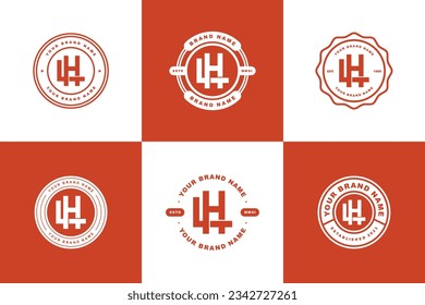 Monogram collection letter HL or LH with interlock style, badge design for brand, clothing, apparel, streetwear, baseball, basketball, football and etc