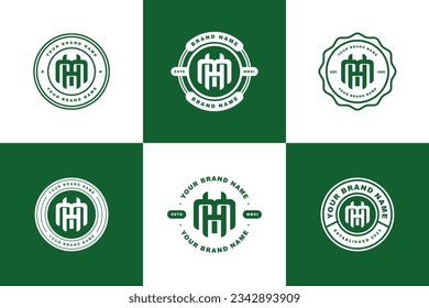 Carta de colección de monograma HM o MH con estilo de interconexión, diseño de placa para marca, ropa, ropa, ropa de calle, béisbol, baloncesto, fútbol, etc