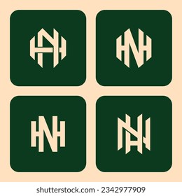 Monogram collection letter HN or NH with interlock style good for brand, clothing, apparel, streetwear, baseball, basketball, football and etc