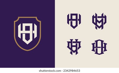 Monogram collection letter HO or OH with shield, interlock style good for brand, clothing, apparel, streetwear, baseball, basketball, football and etc