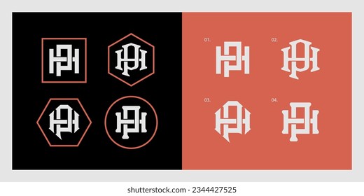 Monogram collection letter HP or PH with interlock style good for brand, clothing, apparel, streetwear, baseball, basketball, football and etc