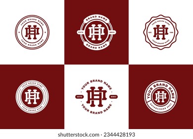 Monogram collection letter HP or PH with interlock style, badge design for brand, clothing, apparel, streetwear, baseball, basketball, football and etc