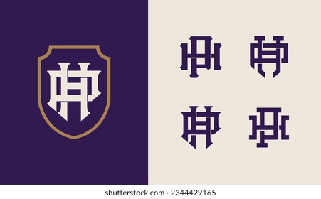 Monogram collection letter HP or PH with shield, interlock style good for brand, clothing, apparel, streetwear, baseball, basketball, football and etc