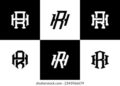 Monogram-Sammelbrief HR oder RH mit Interlock-Stil, gut für Marke, Kleidung, Kleidung, Straßenbekleidung, Baseball, Basketball, Fußball usw.
