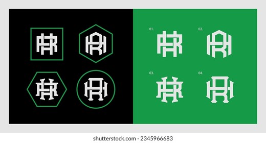 Monogram collection letter HR or RH with interlock style good for brand, clothing, apparel, streetwear, baseball, basketball, football and etc