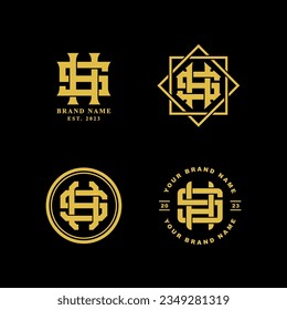 Monogram collection letter HS or SH with interlock style good for brand, clothing, apparel, streetwear, baseball, basketball, football and etc
