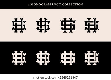 Monogram collection letter HS or SH with interlock, vintage, classic style good for brand, clothing, apparel, streetwear, baseball, basketball, football and etc