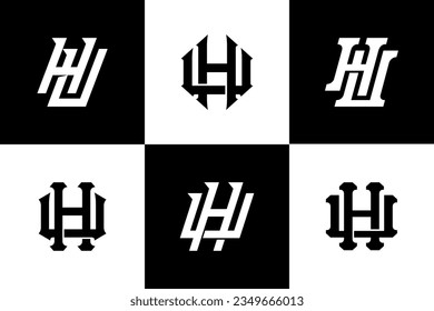Monogram collection letter HU or UH with interlock style good for brand, clothing, apparel, streetwear, baseball, basketball, football and etc