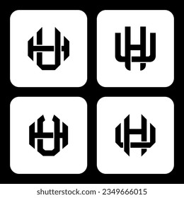 Monogram collection letter HU or UH with interlock style good for brand, clothing, apparel, streetwear, baseball, basketball, football and etc