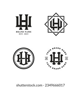 Monogram collection letter HU or UH with interlock style good for brand, clothing, apparel, streetwear, baseball, basketball, football and etc