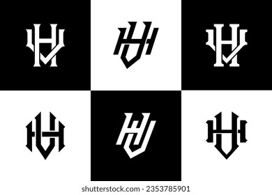 Monogram collection letter HV or VH with interlock style good for brand, clothing, apparel, streetwear, baseball, basketball, football and etc