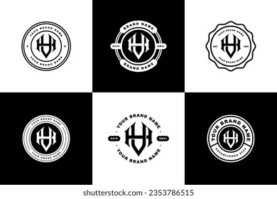 Carta de colección de monograma HV o VH con estilo de enclavamiento, diseño de insignias para marca, ropa, ropa, ropa de calle, béisbol, baloncesto, fútbol, etc