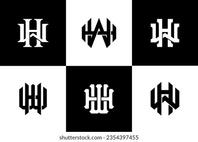 Monogram collection letter HW or WH with interlock style good for brand, clothing, apparel, streetwear, baseball, basketball, football and etc