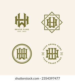 Monogram collection letter HW or WH with interlock style good for brand, clothing, apparel, streetwear, baseball, basketball, football and etc