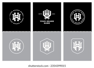 Letra monograma HW o WH con estilo de interconexión, diseño de insignias para marca, ropa, ropa, ropa, ropa de calle, béisbol, baloncesto, fútbol, etc