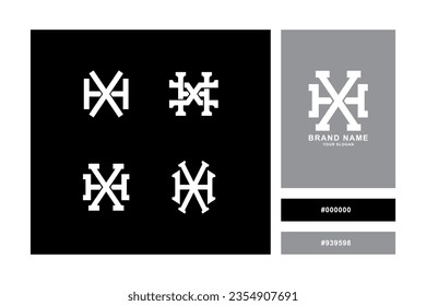 Monogram collection letter HX or XH with interlock style good for brand, clothing, apparel, streetwear, baseball, basketball, football and etc