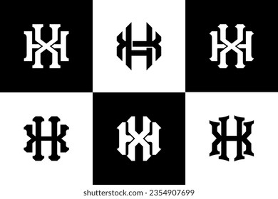 Monogram collection letter HX or XH with interlock style good for brand, clothing, apparel, streetwear, baseball, basketball, football and etc