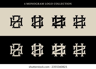 Monogram collection letter HZ or ZH with interlock, vintage, classic style good for brand, clothing, apparel, streetwear, baseball, basketball, football and etc