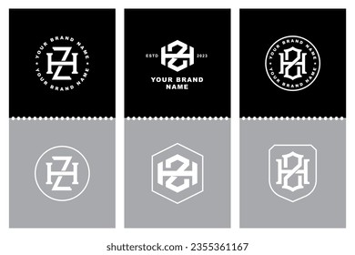 Monogram collection letter HZ or ZH with interlock style, badge design for brand, clothing, apparel, streetwear, baseball, basketball, football and etc