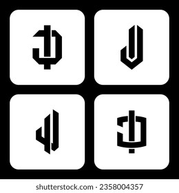 Carta de colección de monograma IJ o JI con enclavamiento, estilo moderno bueno para marca, ropa, vestimenta, ropa de calle, béisbol, baloncesto, fútbol, etc