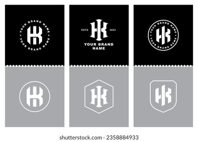 Monogram-Sammelbrief IK oder KI mit Interlock-Stil, Baddesign für Marke, Kleidung, Kleidung, Straßenbekleidung, Baseball, Basketball, Fußball usw.